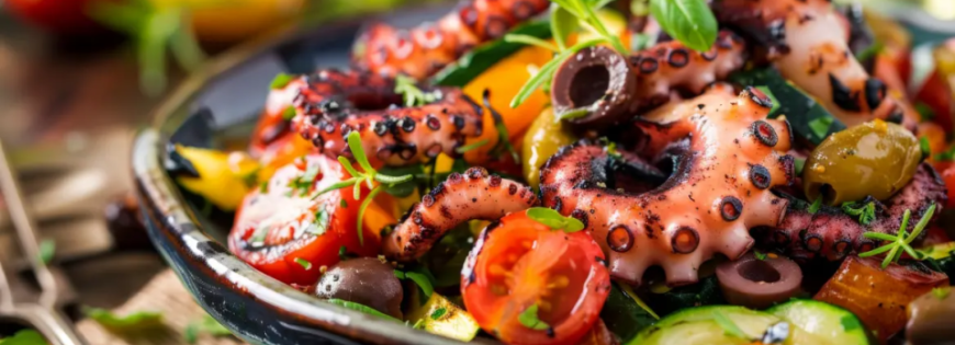 Salade tiède de poulpe à l’huile d’olive et citron